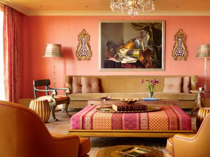 Розовая гостиная — 70 фото нежного дизайна гостиной с розовым оттенком #36