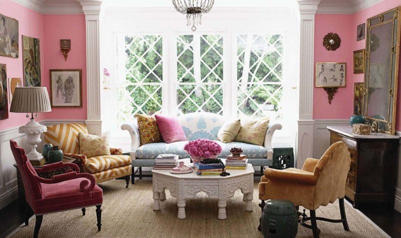 Розовая гостиная — 70 фото нежного дизайна гостиной с розовым оттенком #43