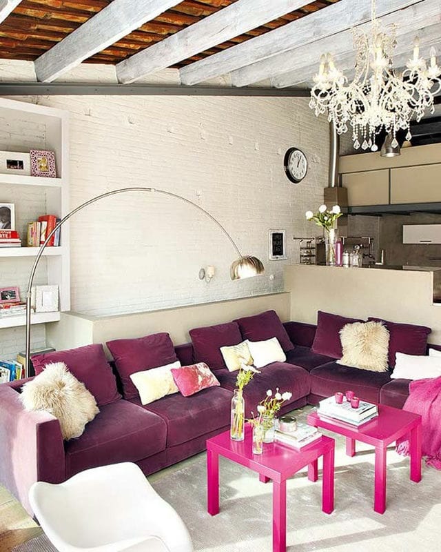 Розовая гостиная — 70 фото нежного дизайна гостиной с розовым оттенком #44