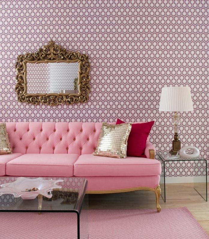 Розовая гостиная — 70 фото нежного дизайна гостиной с розовым оттенком #12