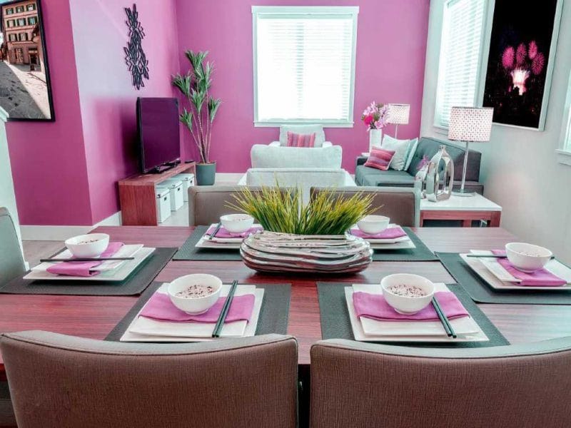 Розовая гостиная — 70 фото нежного дизайна гостиной с розовым оттенком #16