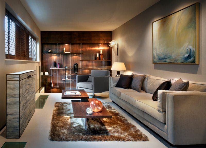 Узкая гостиная — 110 фото уютного и функционального дизайна в узкой комнате #20