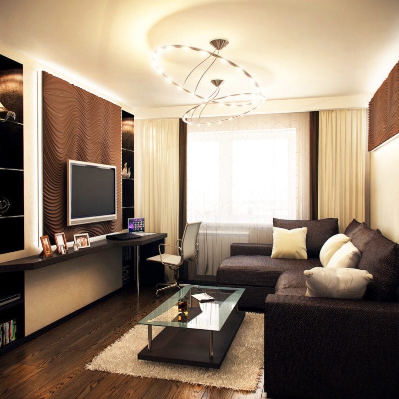 Узкая гостиная — 110 фото уютного и функционального дизайна в узкой комнате #49