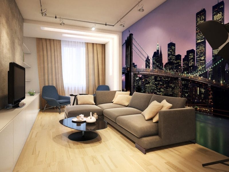 Узкая гостиная — 110 фото уютного и функционального дизайна в узкой комнате #56