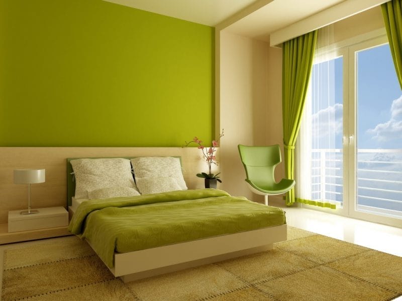 Зеленая спальня: атмосфера уюта и спокойствия. 80 фото вариантов дизайна. #2