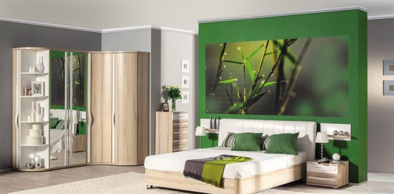 Зеленая спальня: атмосфера уюта и спокойствия. 80 фото вариантов дизайна. #15