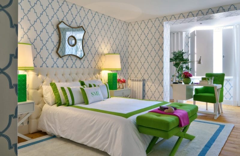 Зеленая спальня: атмосфера уюта и спокойствия. 80 фото вариантов дизайна. #19