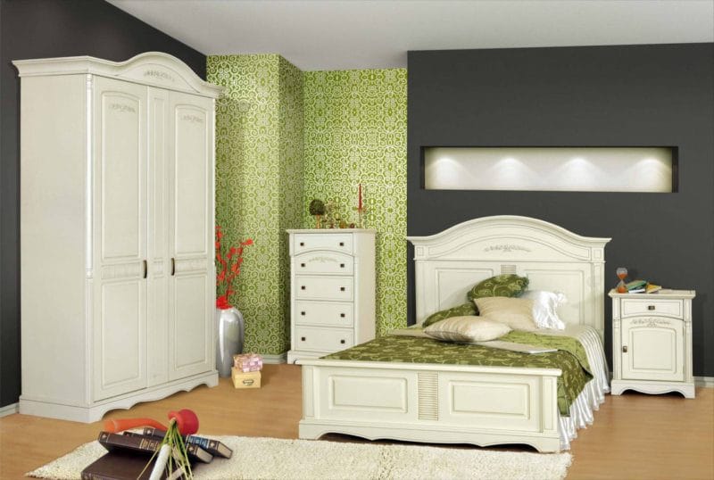 Зеленая спальня: атмосфера уюта и спокойствия. 80 фото вариантов дизайна. #22