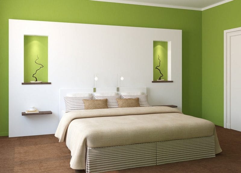 Зеленая спальня: атмосфера уюта и спокойствия. 80 фото вариантов дизайна. #27