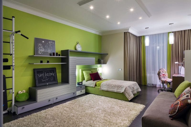 Зеленая спальня: атмосфера уюта и спокойствия. 80 фото вариантов дизайна. #28