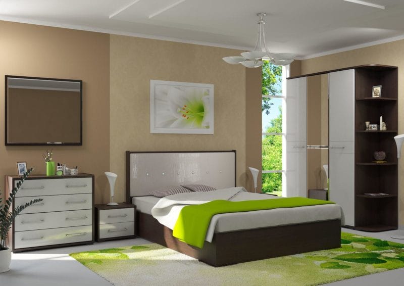 Зеленая спальня: атмосфера уюта и спокойствия. 80 фото вариантов дизайна. #40