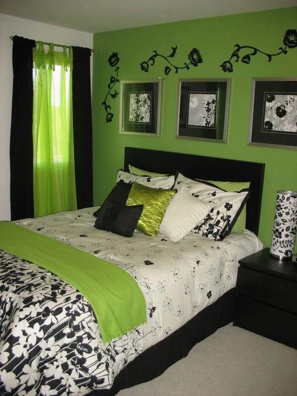 Зеленая спальня: атмосфера уюта и спокойствия. 80 фото вариантов дизайна. #14