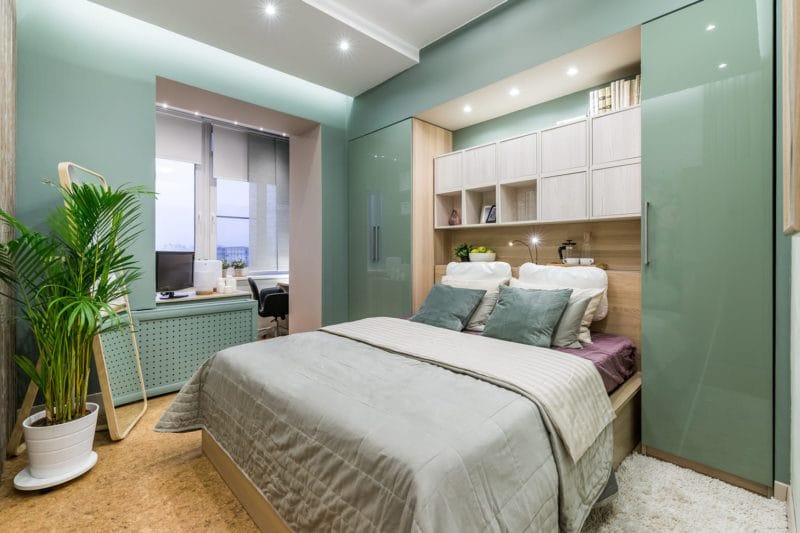 Зеленая спальня: атмосфера уюта и спокойствия. 80 фото вариантов дизайна. #4
