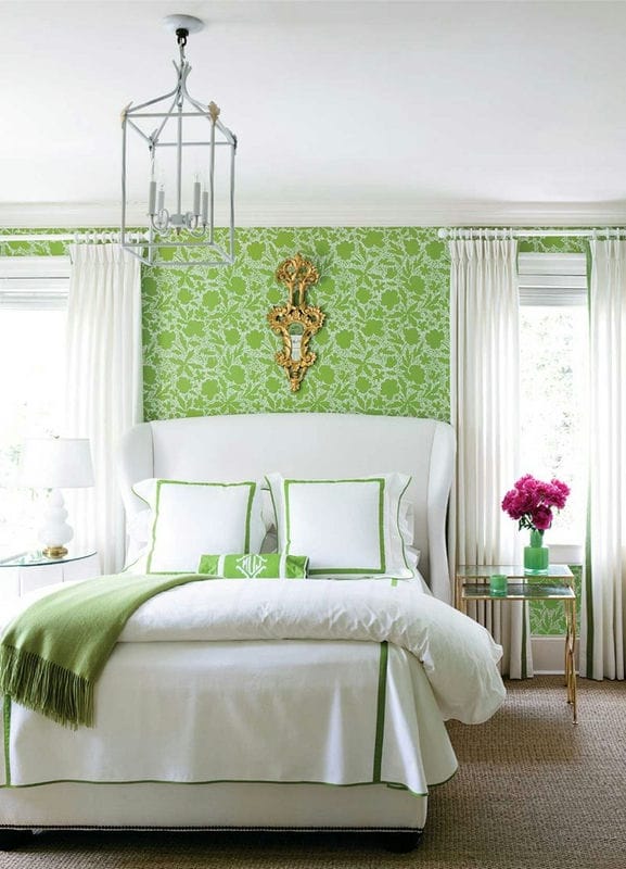 Зеленая спальня: атмосфера уюта и спокойствия. 80 фото вариантов дизайна. #50