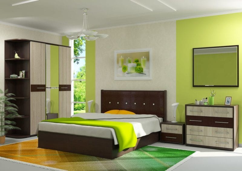 Зеленая спальня: атмосфера уюта и спокойствия. 80 фото вариантов дизайна. #5