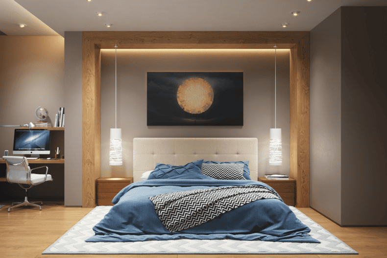 Идеи оформления спальни — дизайн интерьера спальни 2022 года #57