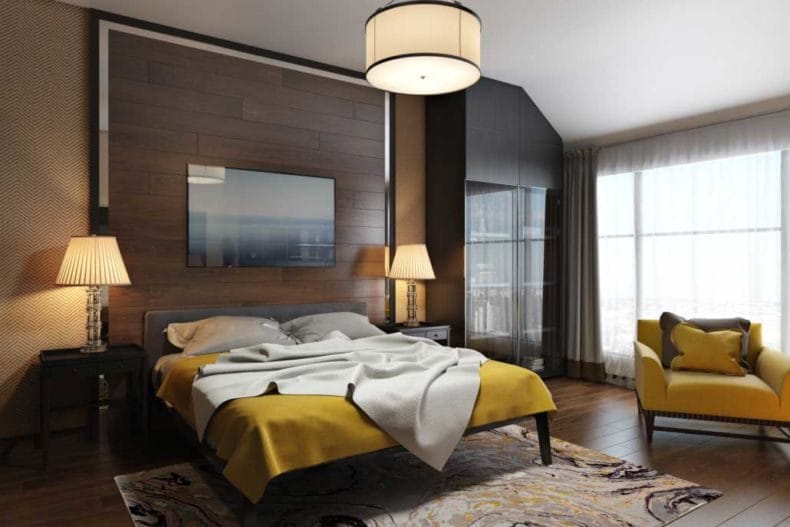 Идеи оформления спальни — дизайн интерьера спальни 2022 года #35
