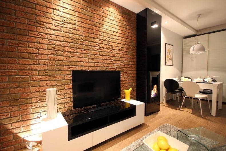 Оформление стен декоративным камнем в интерьере квартиры (100+ фото) #8