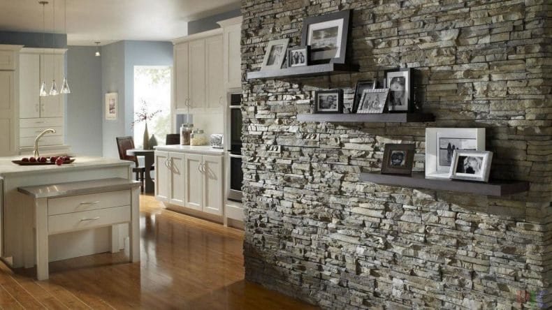 Оформление стен декоративным камнем в интерьере квартиры (100+ фото) #16