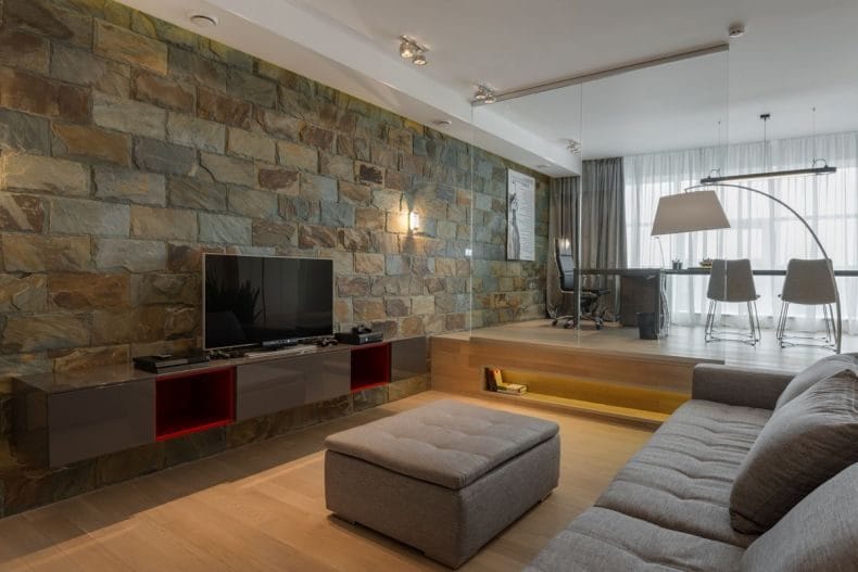 Оформление стен декоративным камнем в интерьере квартиры (100+ фото) #2