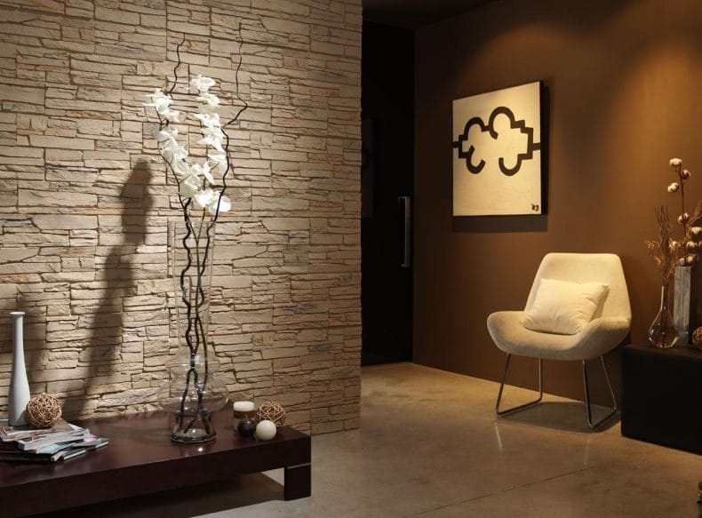 Оформление стен декоративным камнем в интерьере квартиры (100+ фото) #22