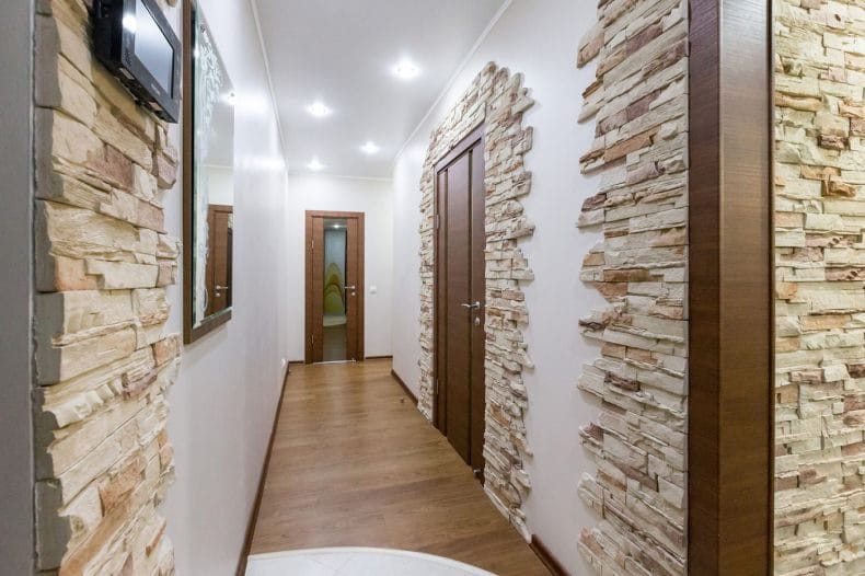 Оформление стен декоративным камнем в интерьере квартиры (100+ фото) #11