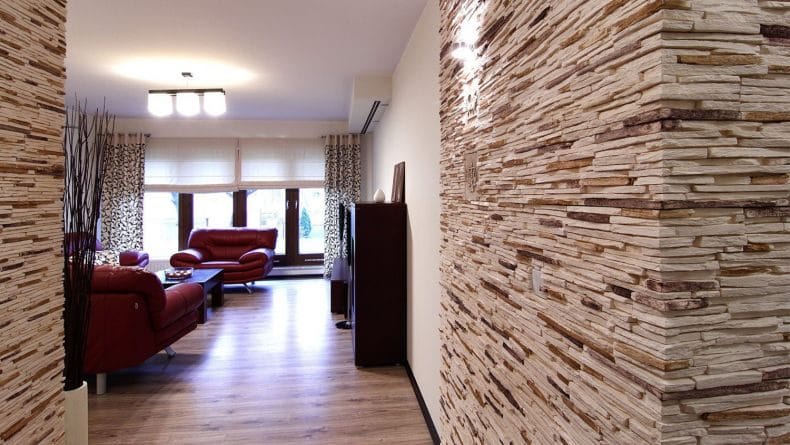 Оформление стен декоративным камнем в интерьере квартиры (100+ фото) #6