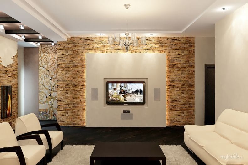 Оформление стен декоративным камнем в интерьере квартиры (100+ фото) #32