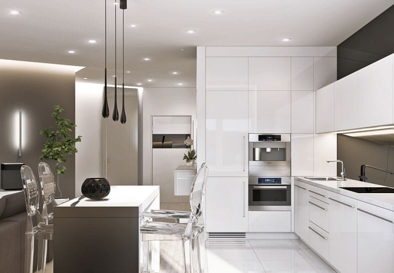 Идеи дизайна кухонь в современных стилях 2022 года (100+ фото) #20