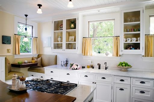 Короткие шторы в дизайне кухни (90+ фото) #31