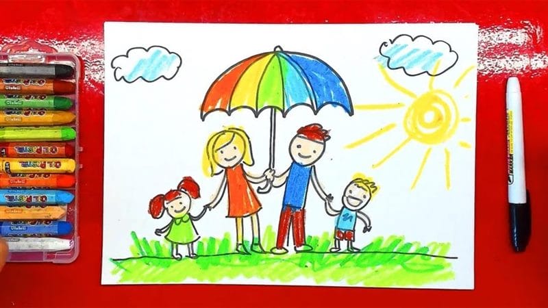 Рисунки семьи карандашом для детей (17 фото) #20