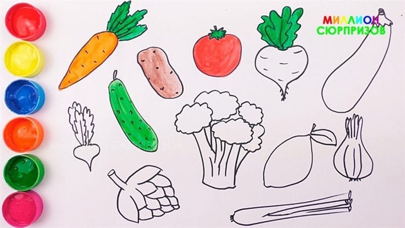 Рисунки овощи карандашом для детей (31 фото) #42