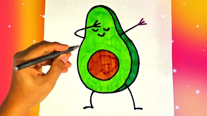 Рисунки карандашом мультяшный авокадо (17 фото) #22