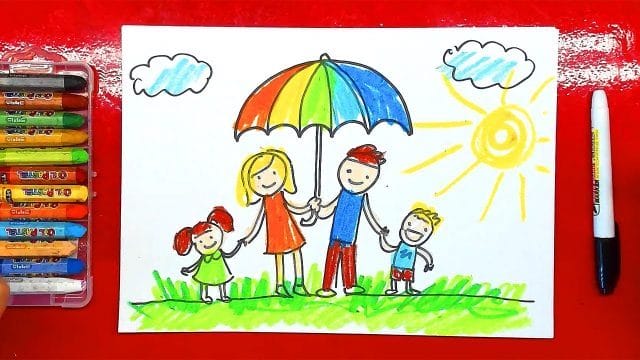 Рисунки семьи карандашом для детей (17 фото) #14
