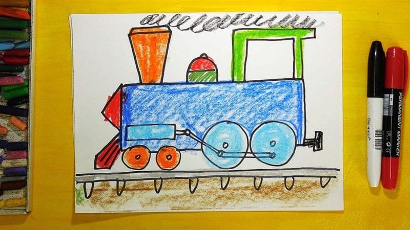 Рисунок карандашом для детей поезд (34 фото) #50