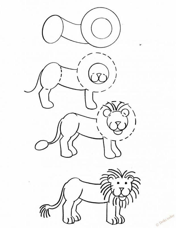 Рисунки карандашом для детей лев (30 фото) #13