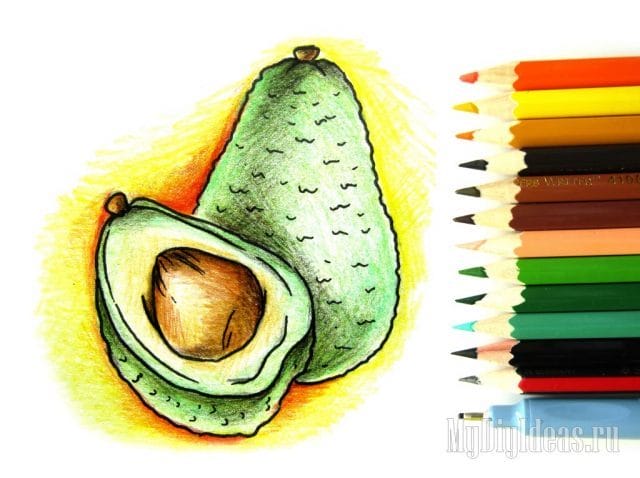 Рисунки карандашом мультяшный авокадо (17 фото) #15