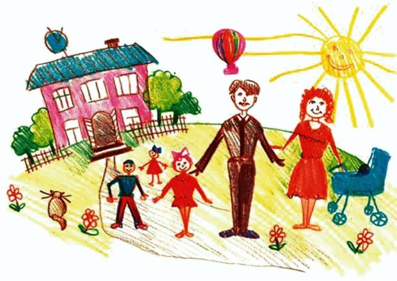 Рисунки семьи карандашом для детей (17 фото) #33