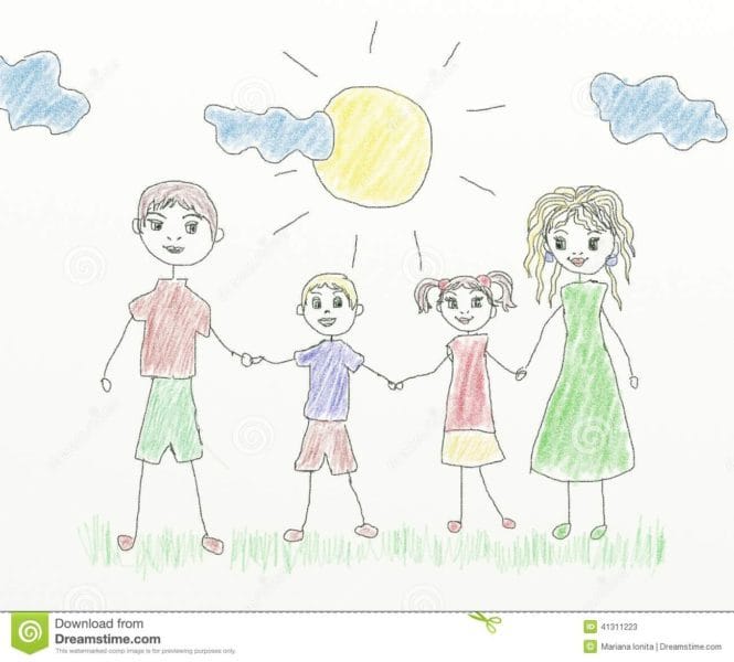 Рисунки семьи карандашом для детей (17 фото) #34