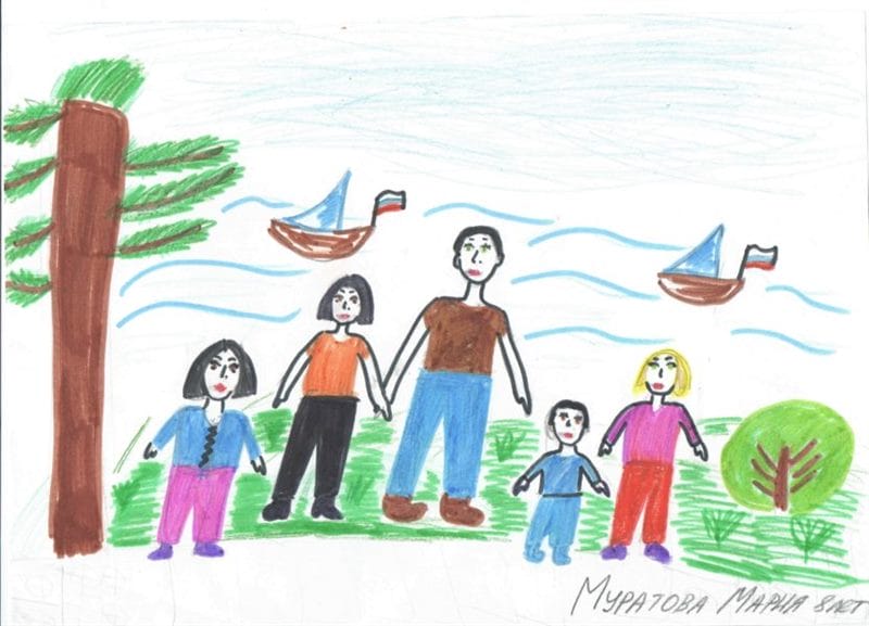 Рисунки семьи карандашом для детей (17 фото) #35