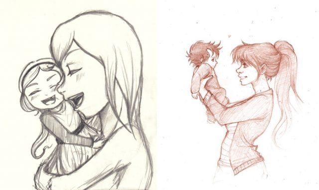 Рисунки карандашом матери и ребенка (31 фото) #16