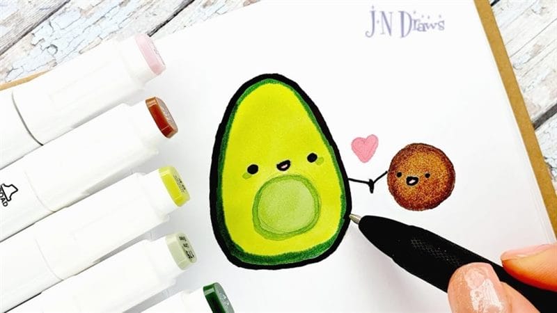 Рисунки карандашом мультяшный авокадо (17 фото) #39