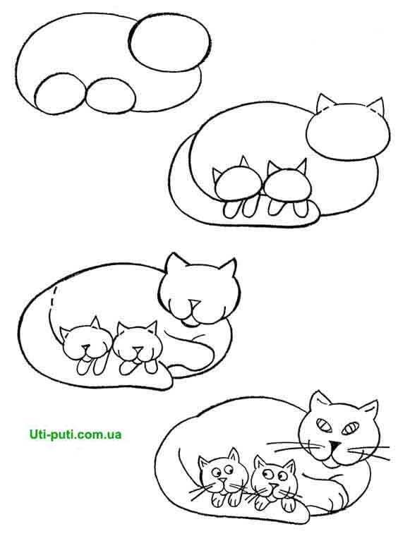 Рисунки кошки карандашом для детей (33 фото) #23