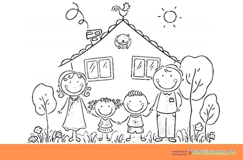 Рисунки семьи карандашом для детей (17 фото) #39
