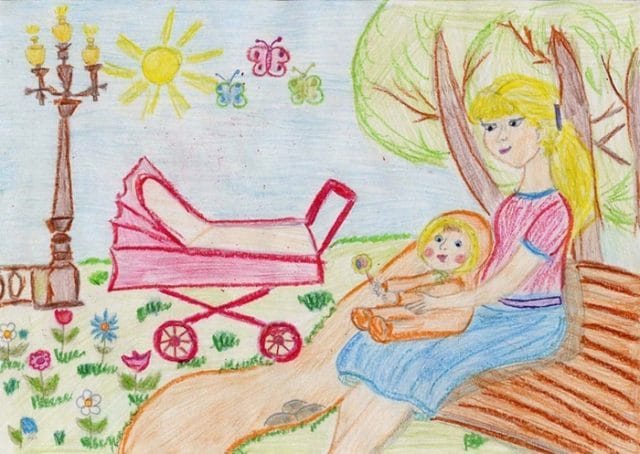 Рисунки карандашом матери и ребенка (31 фото) #21