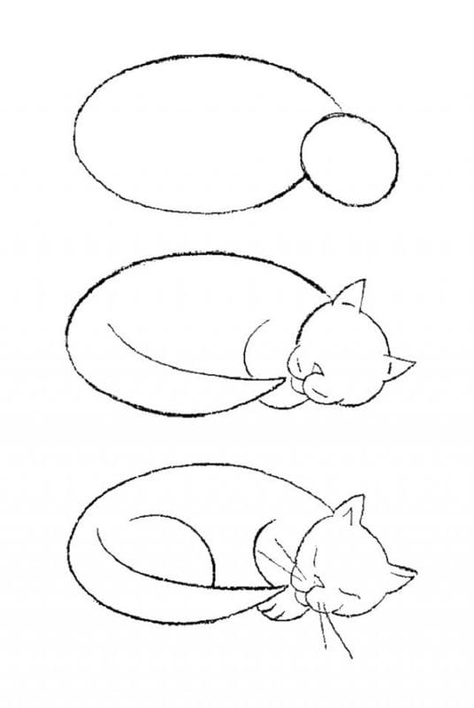 Рисунки кошки карандашом для детей (33 фото) #26