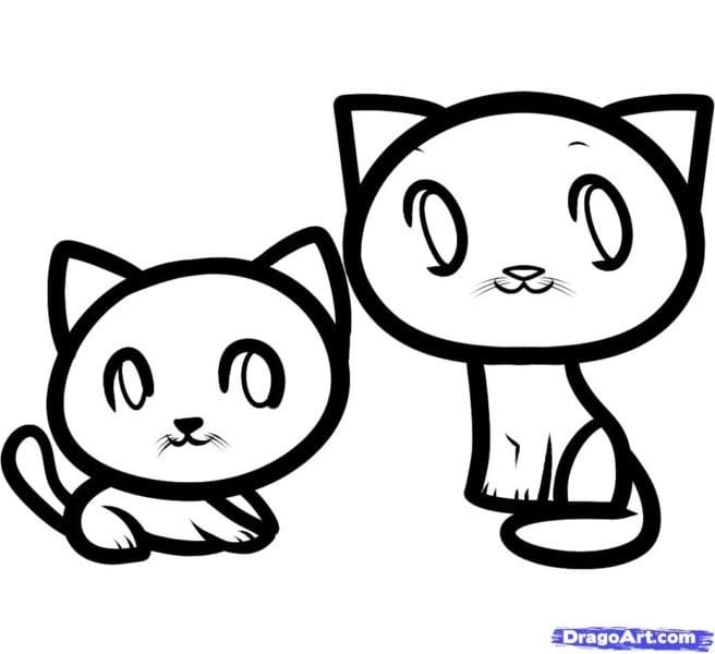 Рисунки кошки карандашом для детей (33 фото) #61