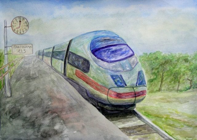 Рисунок карандашом для детей поезд (34 фото) #31