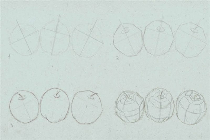 Рисунки карандашом для детей яблоки (48 фото) #48