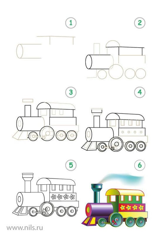 Рисунок карандашом для детей поезд (34 фото) #34